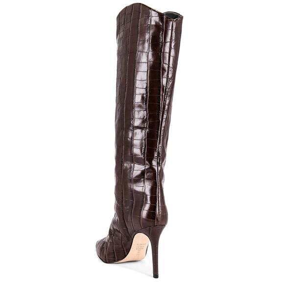 Schutz Maryana Crocodile Embossed Leather Boot Chocolate - 7 - Picture 3 of 8